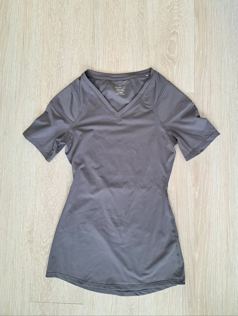 Copper Life Athletic V-Neck Short Sleeve Top - Gray, Sz S NWOT